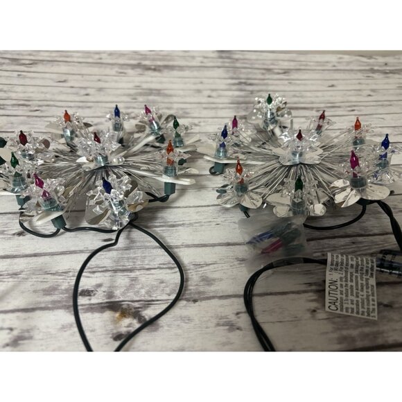 PAIR Christmas Wall Hanging Tree Toppers Snowflake Decor Multicolored Lights 6” - Picture 3 of 15